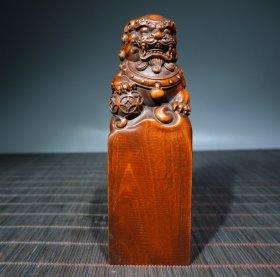 旧藏精品黄杨木狮子印章 收藏送礼佳品