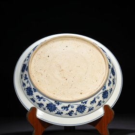 明永乐青花折枝绶带琵琶纹折沿盘 7*44厘米