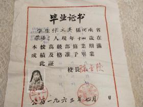 1954年【荥阳县龙王庙完全小学校】毕业证书！扫盲17岁毕业。1963年【荥阳县乔楼小学】毕业证书，1971年【荥阳县乔楼公社康砦大队初级中学】毕业证书！3张一家人的！