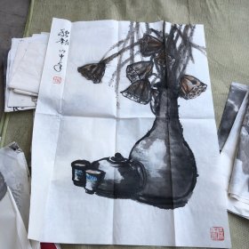 均戍手绘条幅（李均戍，开封老画家）