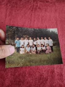 草地美女合影老照片八十年代九十年代彩色相片像片