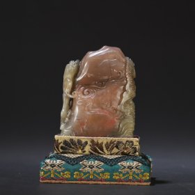 牧甫作 寿山石雕龙纹山子印章