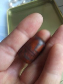 清代袖珍老印泥盒，老印泥。木质不祥