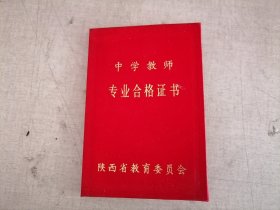 1994年中学教师专业合格证（蒲城原任教师）