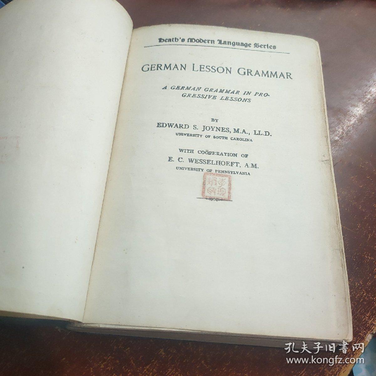 German Lesson Grammar：a German grammar in progressive lessons 民国旧书 1907年版