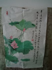 映日荷花图兼工带写美不胜收67X43Cm喜欢来