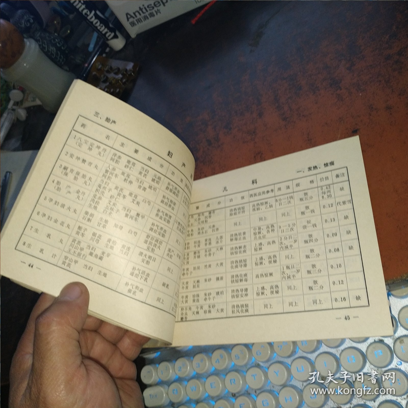 常用中成药表（中国鸟类协会副秘书长许维枢藏书）