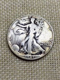 美国1/2元半元银币 1941年二战期间行走的自由女神 好品 12.5克高银 mz0267
