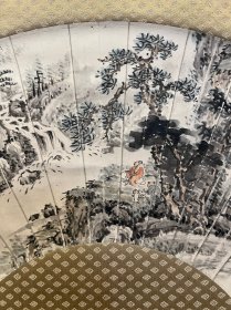 古筆山水图，扇面，梧堂筆