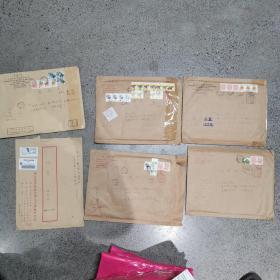 台湾中央历史语言研究所实寄封5个＋台湾师范大学大众传播研究所实寄封1个，都是手写体，贴有邮票，里面没有信件，6个合售