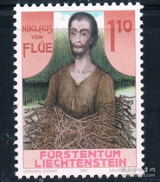 列支敦士登邮票1987年 瑞士守护神 弗雷500周年 新 1全