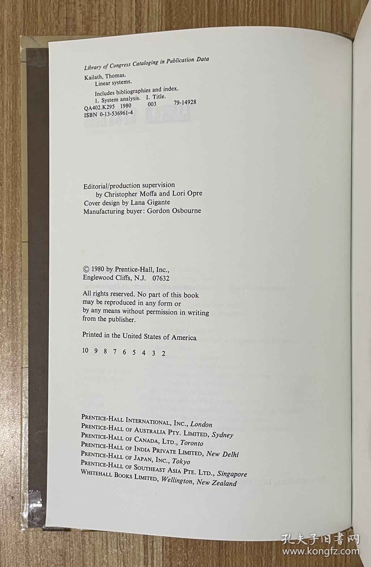 Linear Systems 线性系统 9780135369616_Thomas Kailath (T. 凯拉斯)_孔夫子旧书网