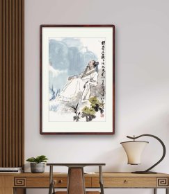 【取自本人，终身保真】国家高级美术师、受教于著名书画家李可染、 徐州国画院人物画室主任、江苏省美协会员曹乘龙《采菊东篱下》（43cm×68cm）。