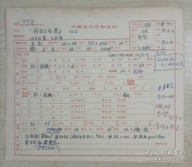 九十年代三联书店责任设计赵学兰填写伍尔夫著 王还译《文化生活译丛·一间自己的屋子》“书籍设计印制说明”出版资料一页两面。自然旧，整体品好如图。