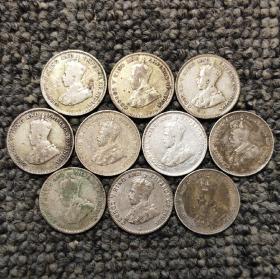 英属海峡殖民地乔治五世10分银币10枚