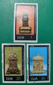 德国邮票 东德1975年古钟 3枚销