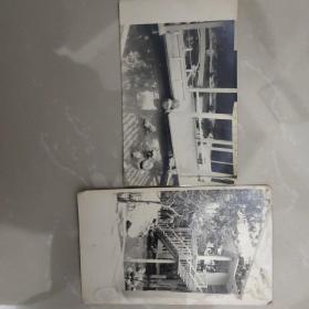 广州越秀公园七八十年代老照片六张【两张鲤鱼头奕阁，两张鲤鱼头花架，一张鲤鱼头半山休息亭，一张鲤鱼头小卖部看乒乓球馆，尺寸不一，具体见说明】