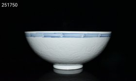 珍藏明代永乐白瓷雕刻龙纹薄胎碗