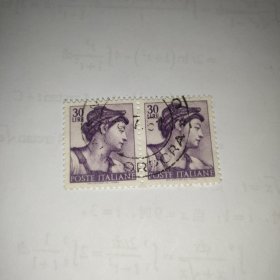 意大利邮票1961年梵蒂冈西斯廷教堂顶壁画中奴隶双联