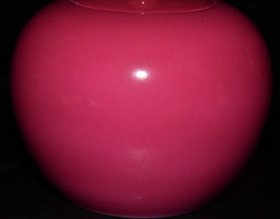 清雍正胭脂红釉茶叶盖罐一对【11×11.5cm】