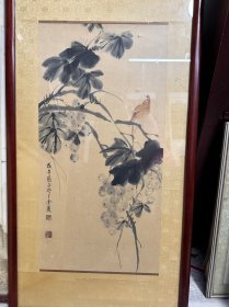 新金陵花鸟画派的代表，著名古琴家张正吟花鸟画，原装裱，保真！非常文雅静气！
