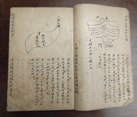 清代中医手抄本《四言脉诀等》带绘图