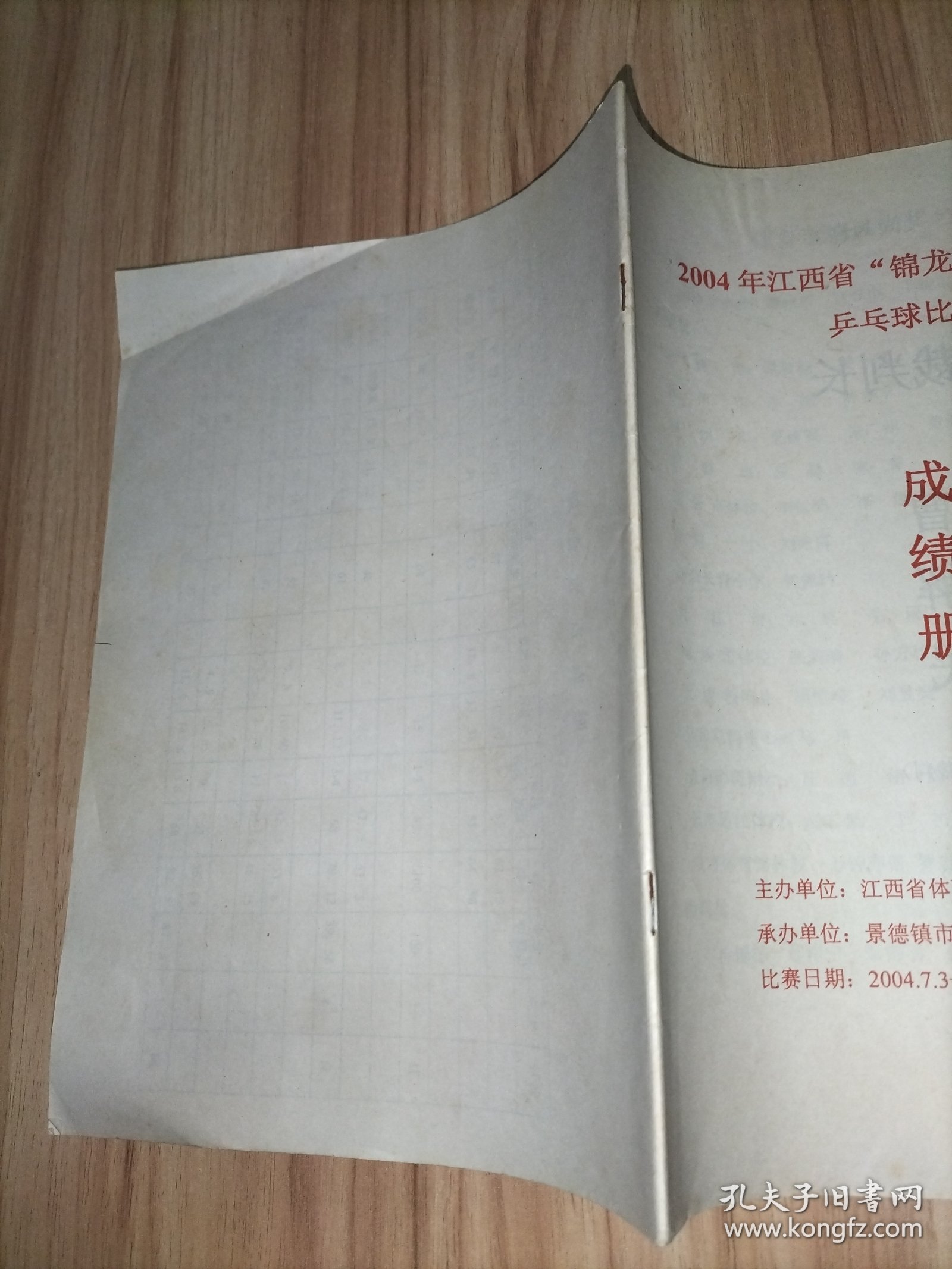 2004年江西省“锦龙”杯少年儿童乒乓球比赛成绩册
