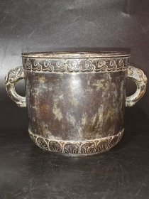 古董 古玩收藏 铜器 铜香炉 传世铜炉 回流铜香炉 纯铜香炉 长14厘米，宽11厘米，高9.5厘米，重量1.8斤