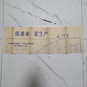 1970年带毛主席语录最高指示的大图纸（84cm×109cm）【抓革命，促生产。毛泽东】70年代