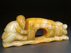 老和田玉一帆风顺摆件 玉质油润细腻，品相完整，喜欢私聊
