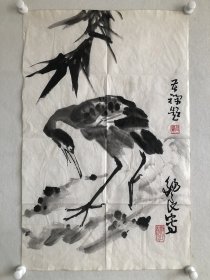 邓锡良画李苦禅题字 尺寸：45x69.5cm