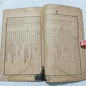 成纪七四0年历书  一册   线装 排印 该书使用成吉四汗计年法 书残但从中可看到伪蒙时期之一斑