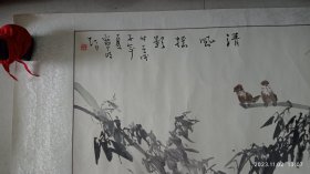 陕西著名画家宁明智早期作品一副（清风摇影），大尺幅，品相如图实拍，装框后精美。