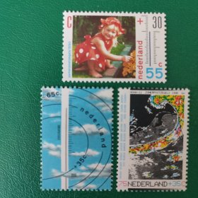 荷兰邮票 1990年社会和文化基金-夏季天气-夏景 云层 等压线 气象云图 3全新