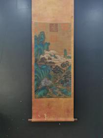 N宋，许道宁，精品绢本：云阁松壑图102x50
