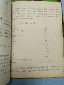 手写菜谱4本  内夹有1974年发的天津市蔬菜公司革委会副主任工作证   内容如图  应是其抄录或掌握的菜谱和自己的烹调经验 内有各烹调技法及火候的讲解说明  请见图