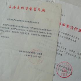 上海美术电影制片厂红头文件两份