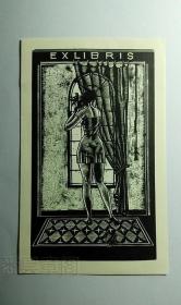 荷兰艺术家“Wim Zwiers”藏书票原作—“窗前的背面站立女”
