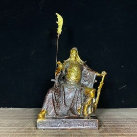 纯铜鎏金忠义春秋关圣帝君关羽，高31厘米，宽16厘米，重1532克