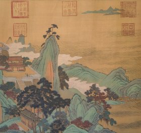 （精品字画） 精品绢本蓬莱仙境图总64.1厘米X9米左右画心59厘米X393.5厘米