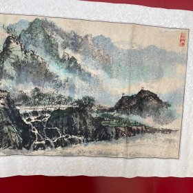 卢开祥绘画作品   有稍许折痕 品相总体完好  1988年画深秋云水洞山下