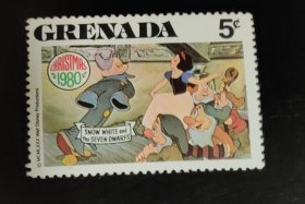 格林纳达迪士尼邮票~白雪公主和7哥小矮人（1枚）