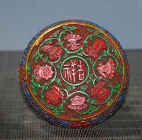 古董漆器首饰盒剔红雕刻纯手工漆器