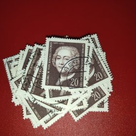 德国邮票西柏林1974年 建筑大师克诺伯斯多夫诞生275周年 1全信销随机发一枚