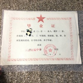 老毕业证 1976年   河北大厂