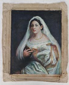 佚名人物肖像油画"披纱巾的少女"5040
