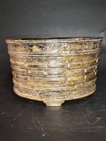 古董 古玩收藏 铜器 铜香炉 传世铜炉 回流铜香炉 纯铜香炉 长13厘米，宽13厘米，高8厘米，重量3斤