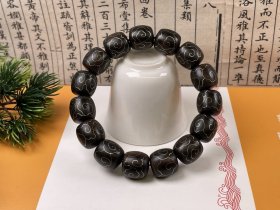 极品芽庄白奇楠沉香老型珠手串，镶嵌金丝祥云纹，规格：1.5 x15颗，克重：32.3克