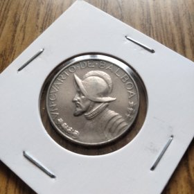 中美洲 巴拿马官方老硬币：1968年 探险家巴尔沃亚 1/4巴波亚