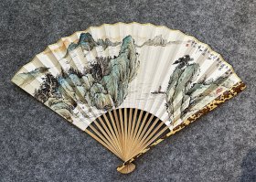 峡江归舟图折扇 手绘原品